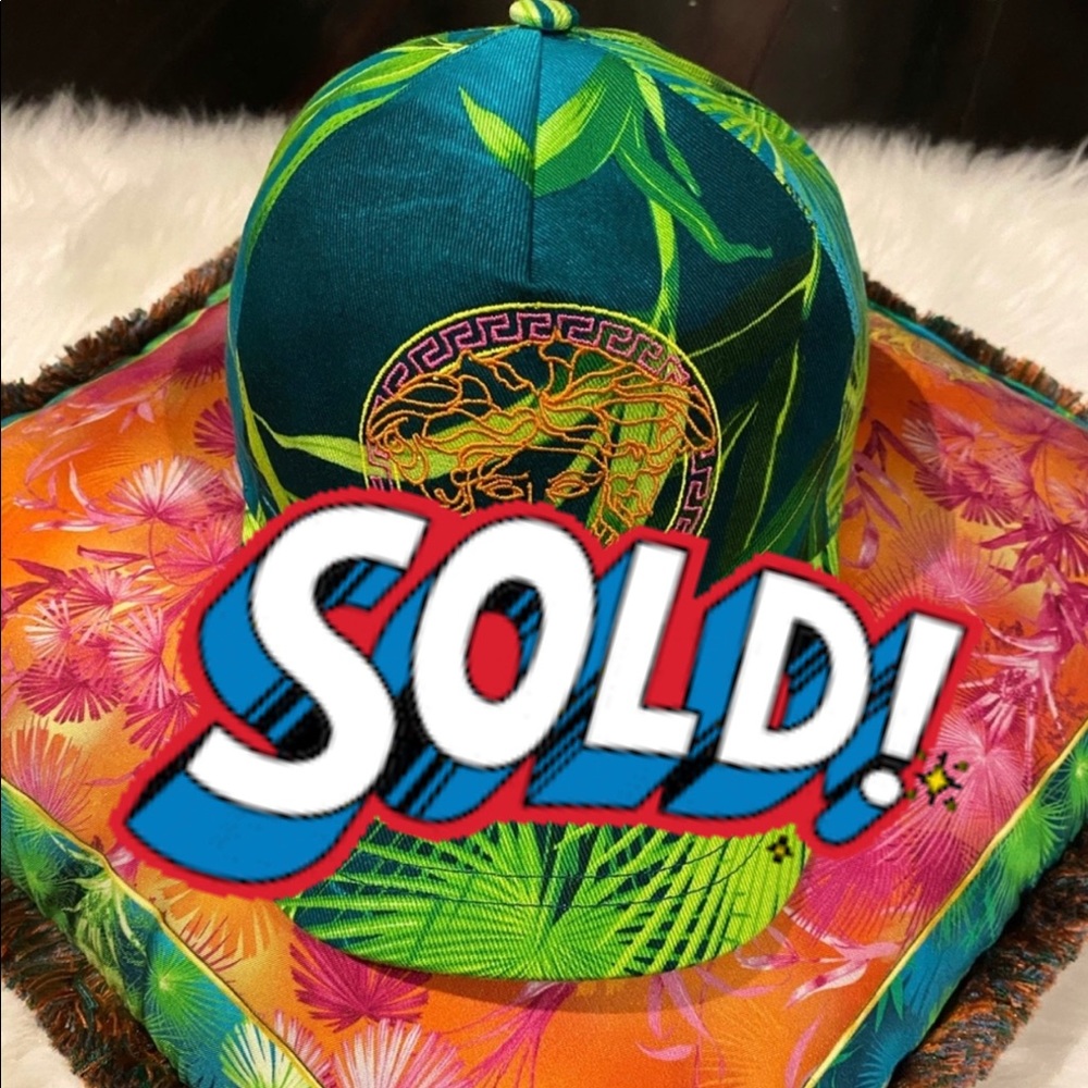 New Versace Green Baseball Jungle Print Hat / Cap